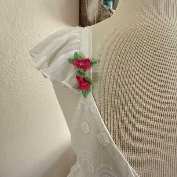 NWT Free People Womens Tie Front Embroidered Tiered Selena Maxi Top Ivory Small - Picture 12 of 16